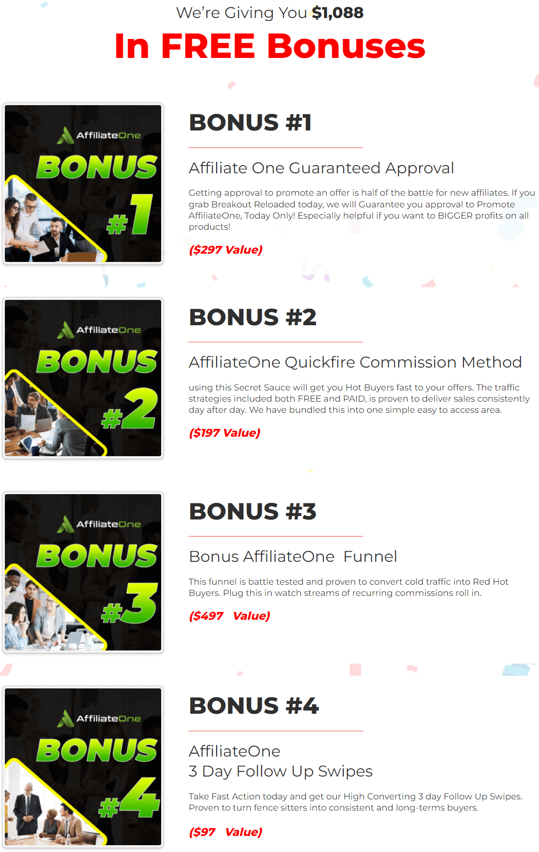 AffiliateOne bonus